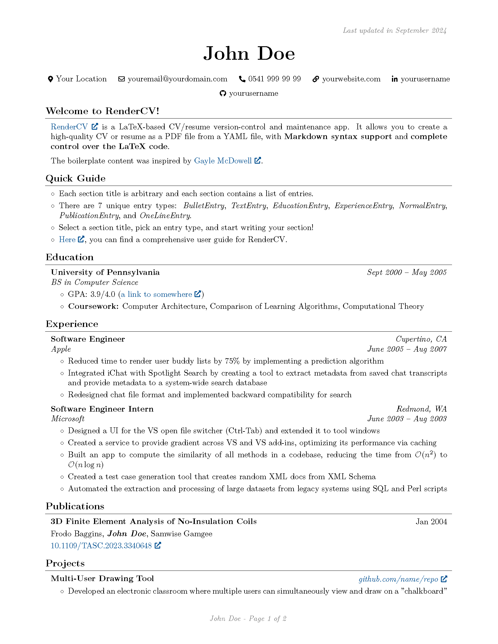 RenderCV Sb2nov Theme  1